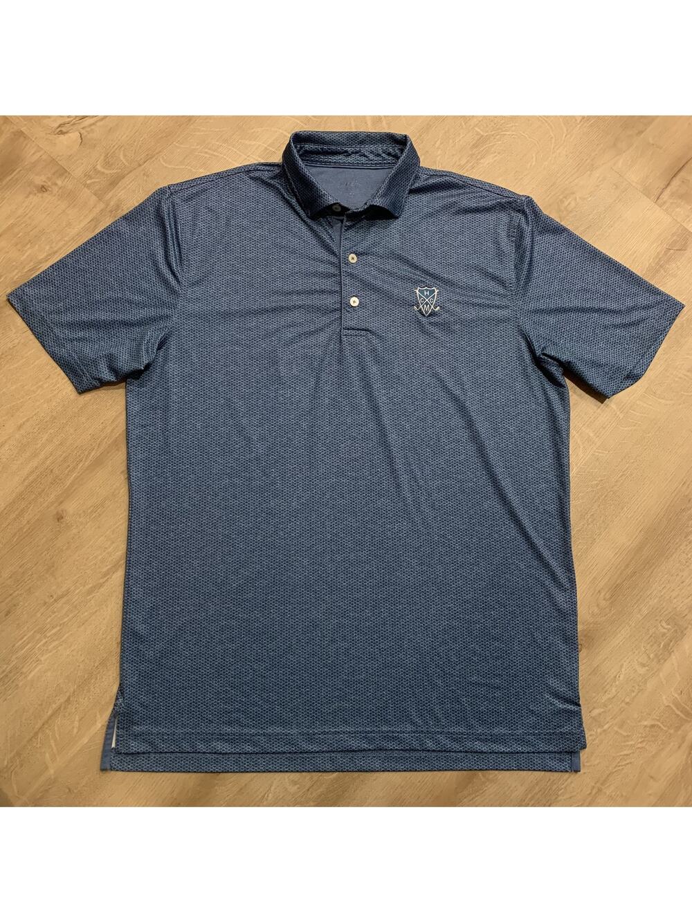 Johnnie-O Performance Polo Shirt Men's Medium Blue Hop Meadow Country Club Golf